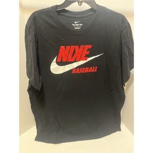 Nike Baseball Men's XL T-Shirt Backwards K MLB Crew Neck Sports Shirt Black